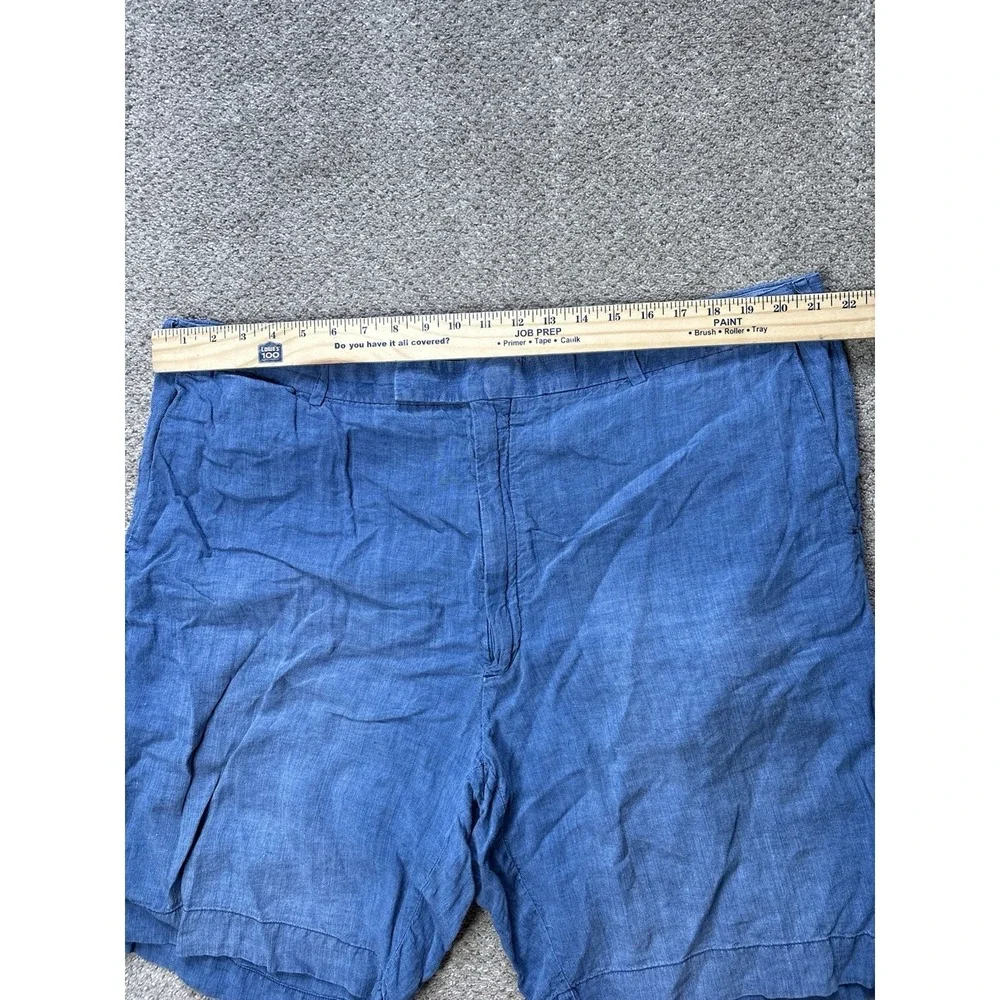 Polo Ralph Lauren Mens Size 44 Tall Linen Classic Fit Chino Shorts Solid Blue
